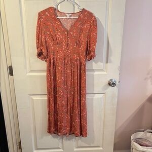 Floral coral colored Dress